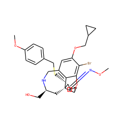 CO/N=C1\C[C@H]2Oc3c(Br)c(OCC4CC4)cc4c3[C@@]2(C[C@@H](CO)NC4)[C@H](SCc2ccc(OC)cc2)C1 ZINC000058591221