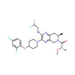 CO[C@@H](C)C(=O)N1Cc2nc(N3CCC(Oc4ccc(F)cc4F)CC3)c(NCC(F)F)nc2C[C@H]1C ZINC001772653108