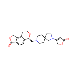 CO[C@@H](CN1CCC2(CC1)CCN(C1=CC(=O)OC1)C2)c1ccc2c(c1C)COC2=O ZINC001772576380
