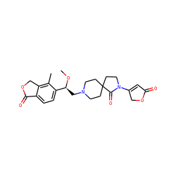 CO[C@@H](CN1CCC2(CC1)CCN(C1=CC(=O)OC1)C2=O)c1ccc2c(c1C)COC2=O ZINC000206790622