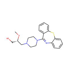CO[C@@H](CO)CN1CCN(C2=Nc3ccccc3Sc3ccccc32)CC1 ZINC000013861684