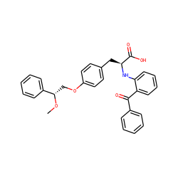 CO[C@@H](COc1ccc(C[C@H](Nc2ccccc2C(=O)c2ccccc2)C(=O)O)cc1)c1ccccc1 ZINC000013782257