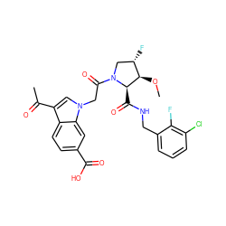 CO[C@@H]1[C@@H](F)CN(C(=O)Cn2cc(C(C)=O)c3ccc(C(=O)O)cc32)[C@@H]1C(=O)NCc1cccc(Cl)c1F ZINC000205054615