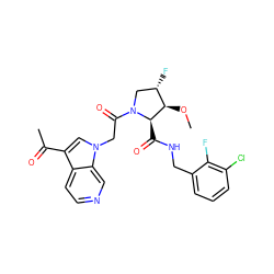 CO[C@@H]1[C@@H](F)CN(C(=O)Cn2cc(C(C)=O)c3ccncc32)[C@@H]1C(=O)NCc1cccc(Cl)c1F ZINC000143898550