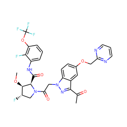 CO[C@@H]1[C@@H](F)CN(C(=O)Cn2nc(C(C)=O)c3cc(OCc4ncccn4)ccc32)[C@@H]1C(=O)Nc1cccc(OC(F)(F)F)c1F ZINC000205054642