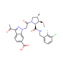 CO[C@@H]1[C@@H](F)CN(C(=O)Cn2nc(C(C)=O)c3ccc(C(=O)O)cc32)[C@@H]1C(=O)NCc1cccc(Cl)c1F ZINC000148276244