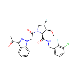 CO[C@@H]1[C@@H](F)CN(C(=O)Cn2nc(C(C)=O)c3ccccc32)[C@@H]1C(=O)NCc1cccc(Cl)c1F ZINC000143878769
