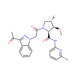 CO[C@@H]1[C@@H](F)CN(C(=O)Cn2nc(C(C)=O)c3ccccc32)[C@@H]1C(=O)Nc1cccc(Br)n1 ZINC000225339356