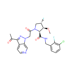 CO[C@@H]1[C@@H](F)CN(C(=O)Cn2nc(C(C)=O)c3ccncc32)[C@@H]1C(=O)NCc1cccc(Cl)c1F ZINC000143901701