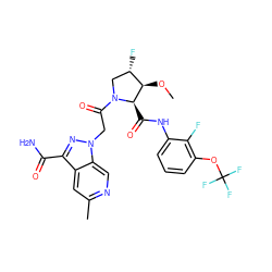 CO[C@@H]1[C@@H](F)CN(C(=O)Cn2nc(C(N)=O)c3cc(C)ncc32)[C@@H]1C(=O)Nc1cccc(OC(F)(F)F)c1F ZINC000144021883