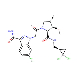 CO[C@@H]1[C@@H](F)CN(C(=O)Cn2nc(C(N)=O)c3ccc(Cl)cc32)[C@@H]1C(=O)NC[C@H]1CC1(Cl)Cl ZINC000210872007