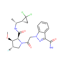 CO[C@@H]1[C@@H](F)CN(C(=O)Cn2nc(C(N)=O)c3ccccc32)[C@@H]1C(=O)N[C@H](C)[C@H]1CC1(Cl)Cl ZINC000210889360