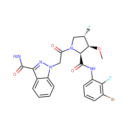 CO[C@@H]1[C@@H](F)CN(C(=O)Cn2nc(C(N)=O)c3ccccc32)[C@@H]1C(=O)Nc1cccc(Br)c1F ZINC000143976068