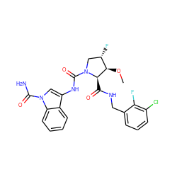 CO[C@@H]1[C@@H](F)CN(C(=O)Nc2cn(C(N)=O)c3ccccc23)[C@@H]1C(=O)NCc1cccc(Cl)c1F ZINC000148233654