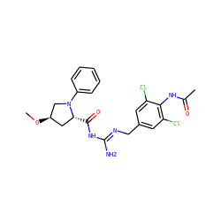 CO[C@@H]1C[C@@H](C(=O)N/C(N)=N/Cc2cc(Cl)c(NC(C)=O)c(Cl)c2)N(c2ccccc2)C1 ZINC000142835025