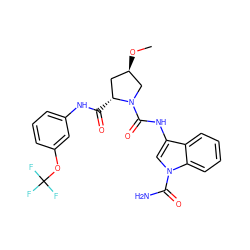 CO[C@@H]1C[C@@H](C(=O)Nc2cccc(OC(F)(F)F)c2)N(C(=O)Nc2cn(C(N)=O)c3ccccc23)C1 ZINC000148453700