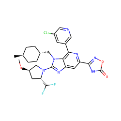 CO[C@@H]1C[C@@H](C(F)F)N(c2nc3cc(-c4noc(=O)[nH]4)nc(-c4cncc(Cl)c4)c3n2C[C@H]2CC[C@H](C)CC2)C1 ZINC000261071450
