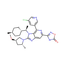CO[C@@H]1C[C@@H](C)N(c2nc3cc(-c4noc(=O)[nH]4)nc(-c4cncc(Cl)c4)c3n2[C@H](C)[C@H]2CC[C@H](C)CC2)C1 ZINC000261086487