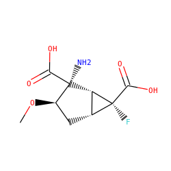 CO[C@@H]1C[C@@H]2[C@H]([C@]1(N)C(=O)O)[C@@]2(F)C(=O)O ZINC000013582115