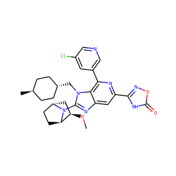 CO[C@@H]1C[C@H]2CC[C@H]1N2c1nc2cc(-c3noc(=O)[nH]3)nc(-c3cncc(Cl)c3)c2n1C[C@H]1CC[C@H](C)CC1 ZINC000261125718