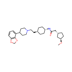 CO[C@@H]1CC[C@@H](CC(=O)N[C@H]2CC[C@H](CCN3CCC(c4cccc5c4OCO5)CC3)CC2)C1 ZINC000261076546