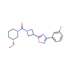 CO[C@@H]1CCCN(C(=O)N2CC(c3nc(-c4cccc(Cl)c4)no3)C2)C1 ZINC000095577719