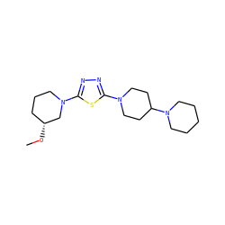 CO[C@@H]1CCCN(c2nnc(N3CCC(N4CCCCC4)CC3)s2)C1 ZINC000084652875
