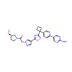 CO[C@@H]1CCN(C(=O)Cn2cc(-c3nc(C4(c5ccc(-c6cnc(N)nc6)nc5)CCC4)no3)cn2)C1 ZINC000096175569