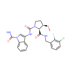 CO[C@@H]1CCN(C(=O)Nc2cn(C(N)=O)c3ccccc23)[C@@H]1C(=O)NCc1cccc(Cl)c1F ZINC000148527328
