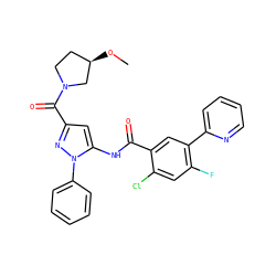 CO[C@@H]1CCN(C(=O)c2cc(NC(=O)c3cc(-c4ccccn4)c(F)cc3Cl)n(-c3ccccc3)n2)C1 ZINC001772612599