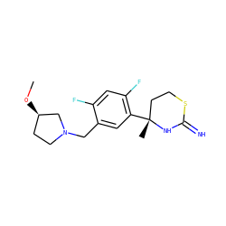CO[C@@H]1CCN(Cc2cc([C@]3(C)CCSC(=N)N3)c(F)cc2F)C1 ZINC001772577530