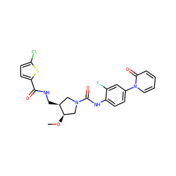 CO[C@@H]1CN(C(=O)Nc2ccc(-n3ccccc3=O)cc2F)C[C@@H]1CNC(=O)c1ccc(Cl)s1 ZINC000207494062