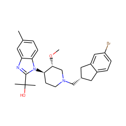 CO[C@@H]1CN(C[C@H]2Cc3ccc(Br)cc3C2)CC[C@H]1n1c(C(C)(C)O)nc2cc(C)ccc21 ZINC000029128967