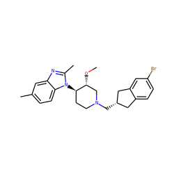 CO[C@@H]1CN(C[C@H]2Cc3ccc(Br)cc3C2)CC[C@H]1n1c(C)nc2cc(C)ccc21 ZINC000029129046