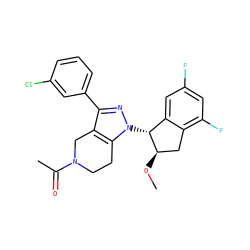 CO[C@@H]1Cc2c(F)cc(F)cc2[C@H]1n1nc(-c2cccc(Cl)c2)c2c1CCN(C(C)=O)C2 ZINC000261082597