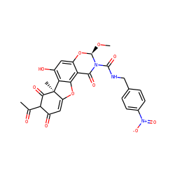 CO[C@@H]1Oc2cc(O)c3c(c2C(=O)N1C(=O)NCc1ccc([N+](=O)[O-])cc1)OC1=CC(=O)C(C(C)=O)C(=O)[C@]13C ZINC000049781199
