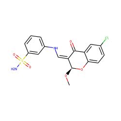CO[C@@H]1Oc2ccc(Cl)cc2C(=O)/C1=C\Nc1cccc(S(N)(=O)=O)c1 ZINC000653852897