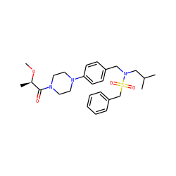 CO[C@H](C)C(=O)N1CCN(c2ccc(CN(CC(C)C)S(=O)(=O)Cc3ccccc3)cc2)CC1 ZINC000147287500