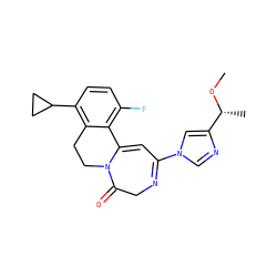 CO[C@H](C)c1cn(C2=NCC(=O)N3CCc4c(C5CC5)ccc(F)c4C3=C2)cn1 ZINC000149293576