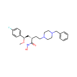 CO[C@H](C[C@H](CCN1CCN(Cc2ccccc2)CC1)C(=O)NO)c1ccc(F)cc1 ZINC000064513816