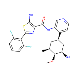 CO[C@H]1[C@@H](C)C[C@@H](c2ccncc2NC(=O)c2nc(-c3c(F)cccc3F)sc2N)C[C@H]1N ZINC000149239035