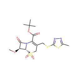 CO[C@H]1C(=O)N2C(C(=O)OC(C)(C)C)=C(CSc3nnc(C)s3)CS(=O)(=O)[C@H]12 ZINC000026569787