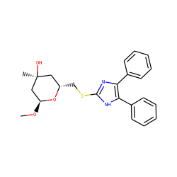 CO[C@H]1C[C@@](C)(O)C[C@H](CSc2nc(-c3ccccc3)c(-c3ccccc3)[nH]2)O1 ZINC000013730556
