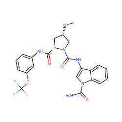 CO[C@H]1C[C@@H](C(=O)Nc2cccc(OC(F)(F)F)c2)N(C(=O)Nc2cn(C(N)=O)c3ccccc23)C1 ZINC000148505291