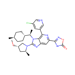 CO[C@H]1C[C@H](C)N(c2nc3cc(-c4noc(=O)[nH]4)nc(-c4cncc(Cl)c4)c3n2[C@H](C)[C@H]2CC[C@H](C)CC2)C1 ZINC001772598155
