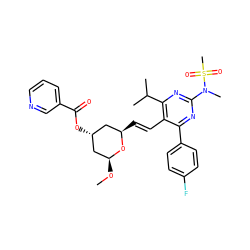 CO[C@H]1C[C@H](OC(=O)c2cccnc2)C[C@@H](/C=C/c2c(-c3ccc(F)cc3)nc(N(C)S(C)(=O)=O)nc2C(C)C)O1 ZINC000144612590