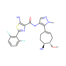 CO[C@H]1CC=C(c2c(NC(=O)c3nc(-c4c(F)cccc4F)sc3N)cnn2C)CC[C@@H]1N ZINC000169699455