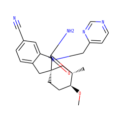 CO[C@H]1CC[C@@]2(Cc3ccc(C#N)cc3[C@]23N=C(N)N(Cc2ccncn2)C3=O)C[C@@H]1C ZINC000143444527