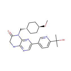 CO[C@H]1CC[C@H](CN2C(=O)CNc3ncc(-c4ccc(C(C)(C)O)nc4)nc32)CC1 ZINC000113219423