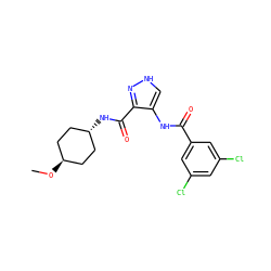 CO[C@H]1CC[C@H](NC(=O)c2n[nH]cc2NC(=O)c2cc(Cl)cc(Cl)c2)CC1 ZINC000299819707